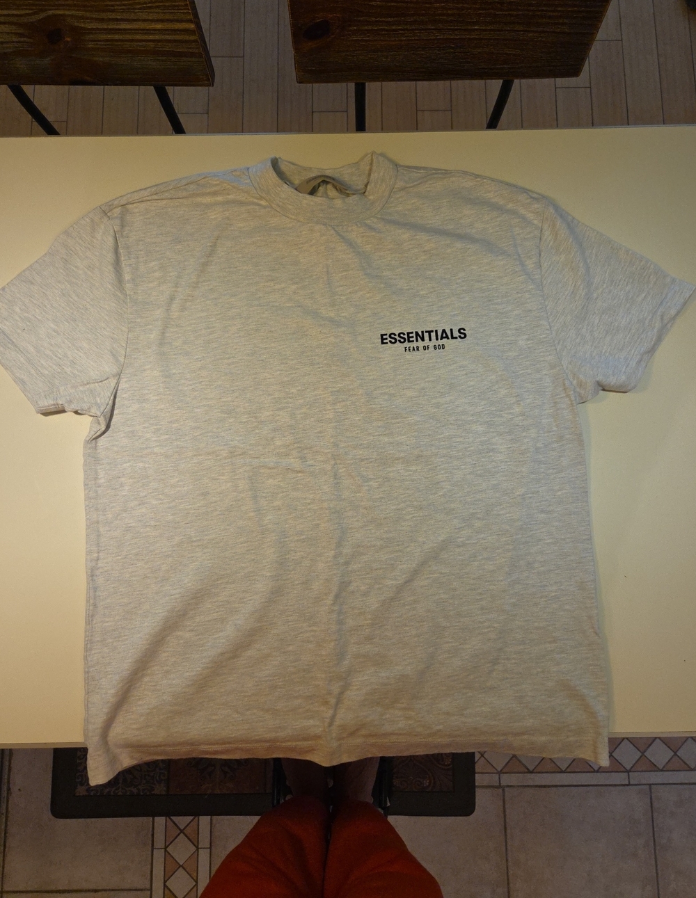 Essentials Men’s Heather Light Gray Short Sleeve Logo Tee Small